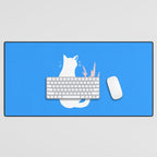 Cat Power! (Sky Blue & Pink) Desk Mat Gallery Image 1