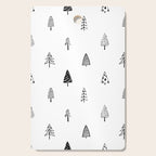 Black and white pine tree doodle art pattern Cutting Board Gallery Image 1