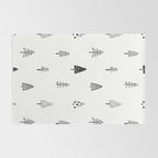 Black and white pine tree doodle art pattern Rug Gallery Image 2