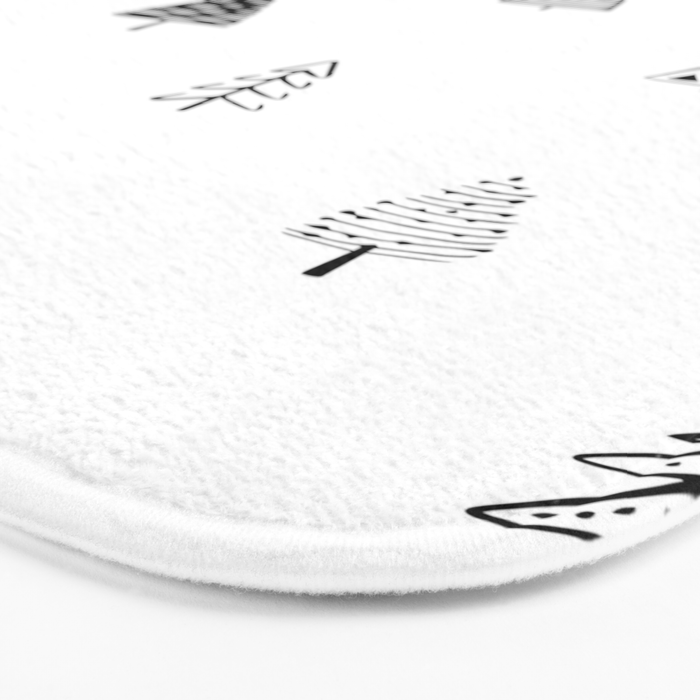 Black and white pine tree doodle art pattern Bath Mat Gallery Image 3
