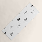 Black and white pine tree doodle art pattern Yoga Mat Gallery Image 1