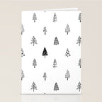 Black and white pine tree doodle art pattern Stationery Card Gallery Image 2