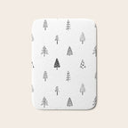 Black and white pine tree doodle art pattern Bath Mat Gallery Image 1