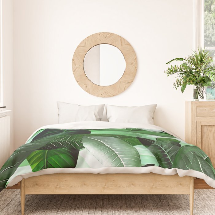 Banana palm leaf tropical jungle green Duvet Cover Gallery Image 3