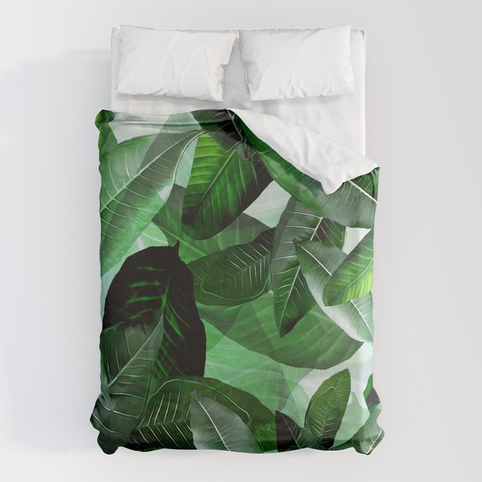 Banana palm leaf tropical jungle green Duvet Cover Gallery Image 6