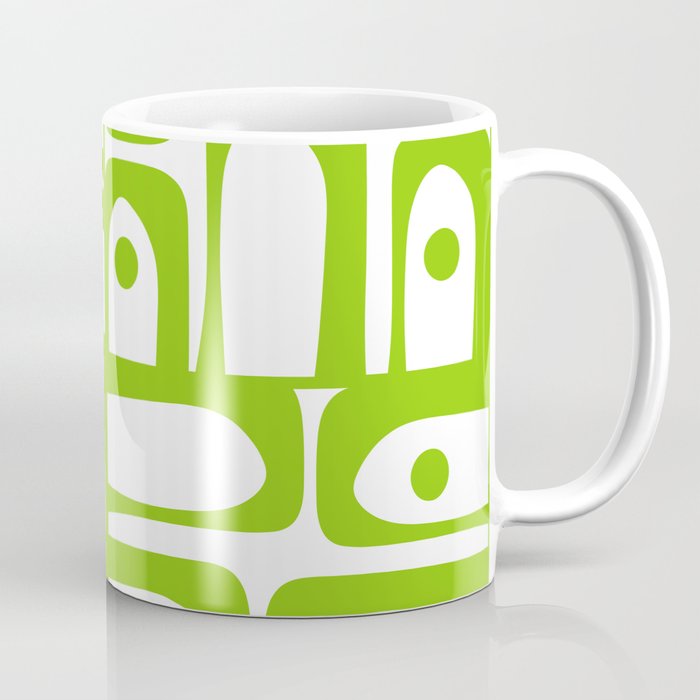 Mid Century Modern Abstract Piquet Multi Pattern in Lime Green and White Coffee Mug Gallery Image 1