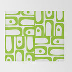 Mid Century Modern Abstract Piquet Multi Pattern in Lime Green and White Throw Blanket Gallery Image 2