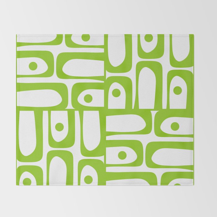 Mid Century Modern Abstract Piquet Multi Pattern in Lime Green and White Throw Blanket Gallery Image 2