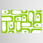 Mid Century Modern Abstract Piquet Multi Pattern in Lime Green and White Tablecloth Gallery Image 2