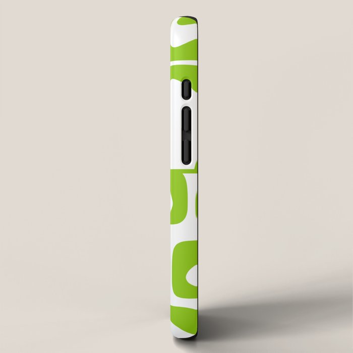 Mid Century Modern Abstract Piquet Multi Pattern in Lime Green and White iPhone Case Gallery Image 2