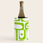 Mid Century Modern Abstract Piquet Multi Pattern in Lime Green and White Wine Chiller Gallery Image 2