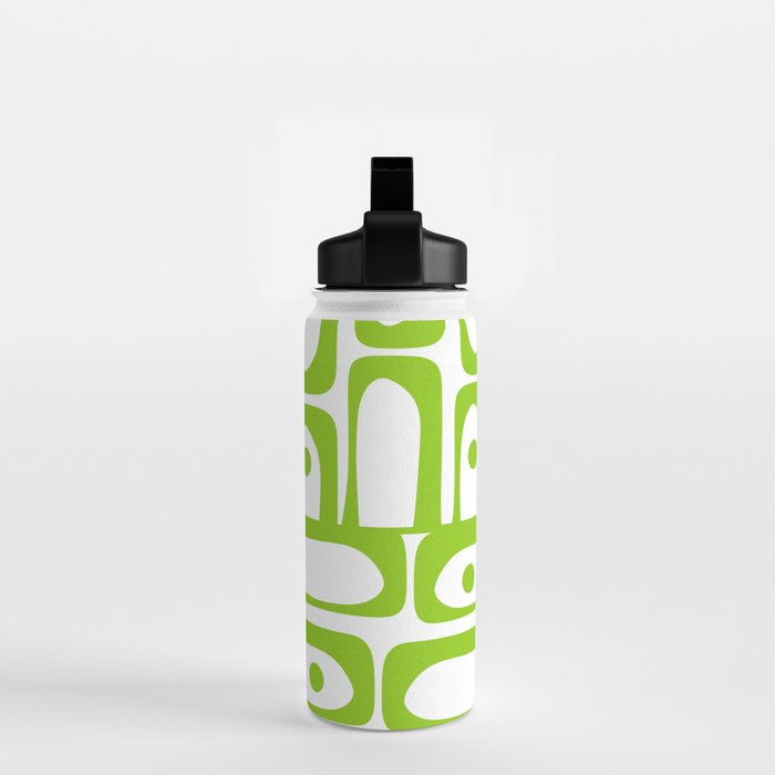 Mid Century Modern Abstract Piquet Multi Pattern in Lime Green and White Water Bottle Gallery Image 2