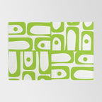 Mid Century Modern Abstract Piquet Multi Pattern in Lime Green and White Rug Gallery Image 2