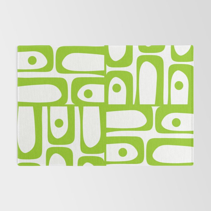 Mid Century Modern Abstract Piquet Multi Pattern in Lime Green and White Rug Gallery Image 2