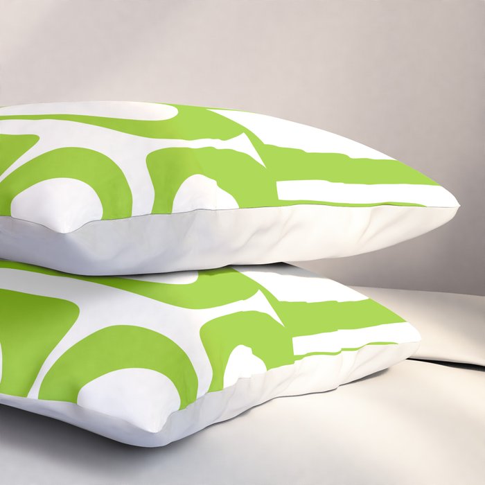 Mid Century Modern Abstract Piquet Multi Pattern in Lime Green and White Pillow Sham Gallery Image 3