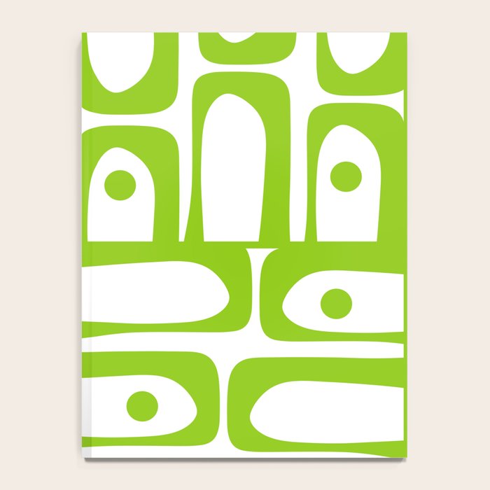 Mid Century Modern Abstract Piquet Multi Pattern in Lime Green and White Notebook Gallery Image 4