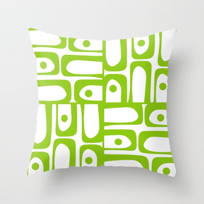 Mid Century Modern Abstract Piquet Multi Pattern in Lime Green and White Throw Pillow Gallery Image 6