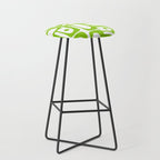 Mid Century Modern Abstract Piquet Multi Pattern in Lime Green and White Stool Gallery Image 1