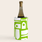 Mid Century Modern Abstract Piquet Multi Pattern in Lime Green and White Wine Chiller Gallery Image 1