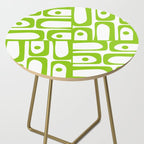 Mid Century Modern Abstract Piquet Multi Pattern in Lime Green and White Side Table Gallery Image 2
