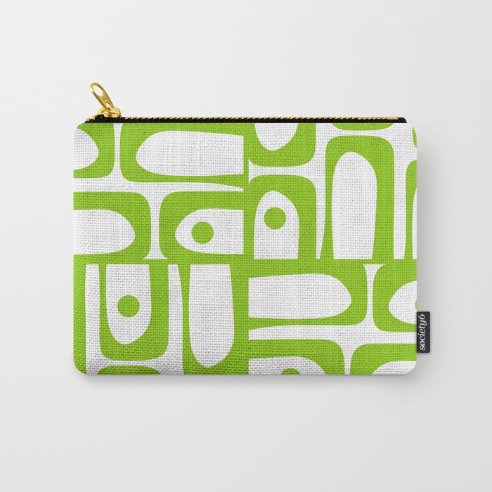 Mid Century Modern Abstract Piquet Multi Pattern in Lime Green and White Carry All Pouch Gallery Image 1