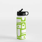Mid Century Modern Abstract Piquet Multi Pattern in Lime Green and White Water Bottle Gallery Image 1