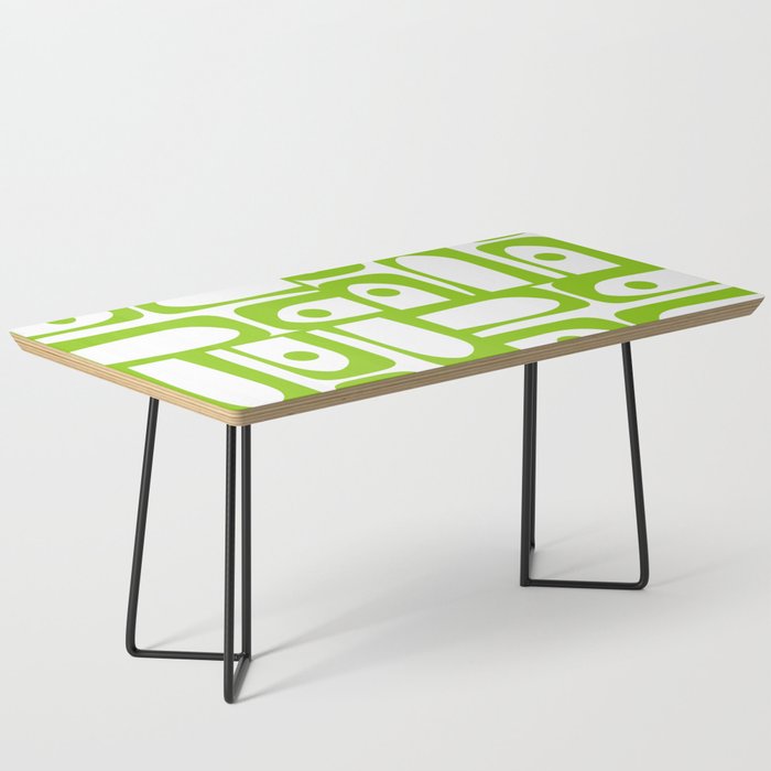 Mid Century Modern Abstract Piquet Multi Pattern in Lime Green and White Coffee Table Gallery Image 1