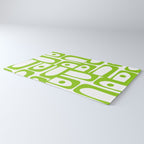Mid Century Modern Abstract Piquet Multi Pattern in Lime Green and White Rug Gallery Image 3