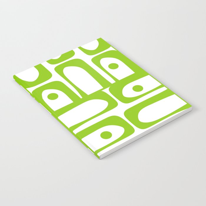 Mid Century Modern Abstract Piquet Multi Pattern in Lime Green and White Notebook Gallery Image 2