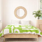 Mid Century Modern Abstract Piquet Multi Pattern in Lime Green and White Duvet Cover Gallery Image 3