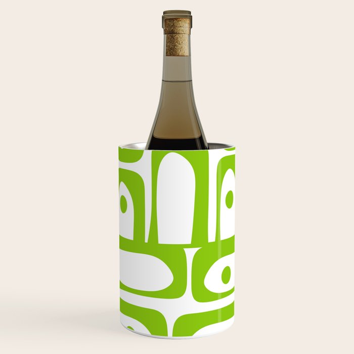 Mid Century Modern Abstract Piquet Multi Pattern in Lime Green and White Wine Chiller Gallery Image 3