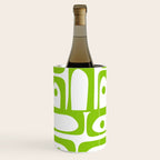 Mid Century Modern Abstract Piquet Multi Pattern in Lime Green and White Wine Chiller Gallery Image 3