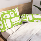 Mid Century Modern Abstract Piquet Multi Pattern in Lime Green and White Pillow Sham Gallery Image 2