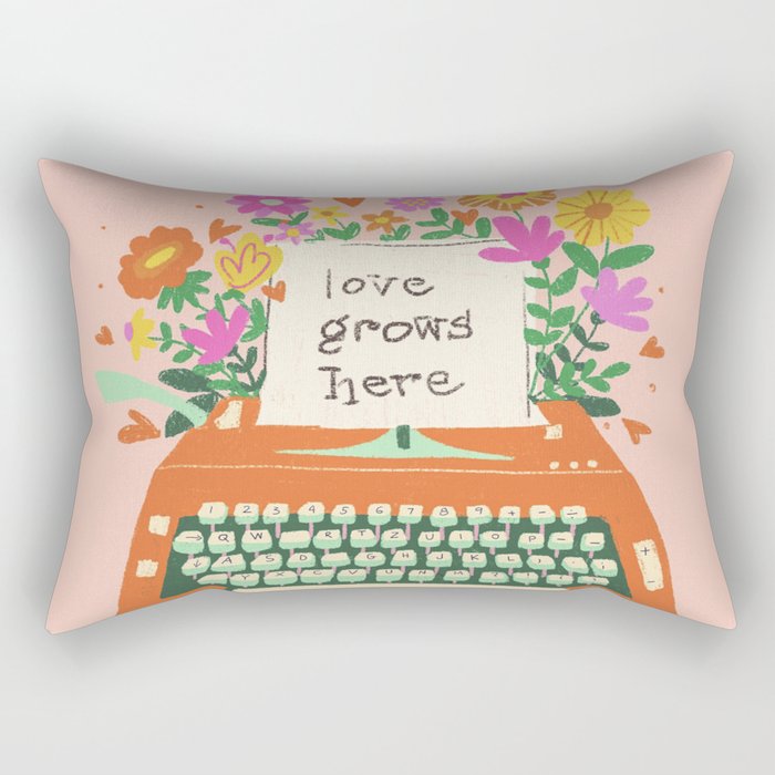 Floral typewriter Rectangular Pillow Gallery Image 2