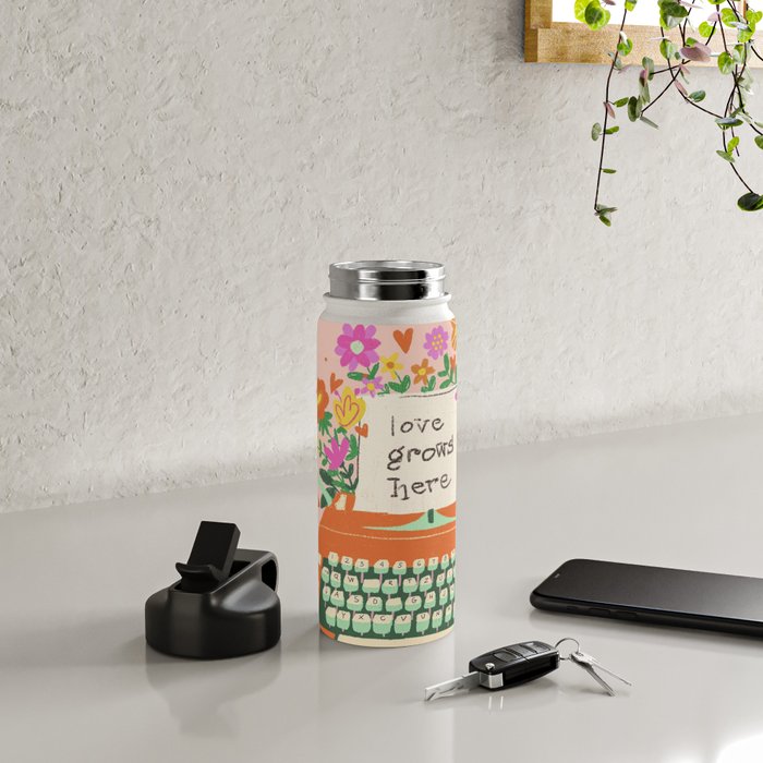 Floral typewriter Water Bottle Gallery Image 4