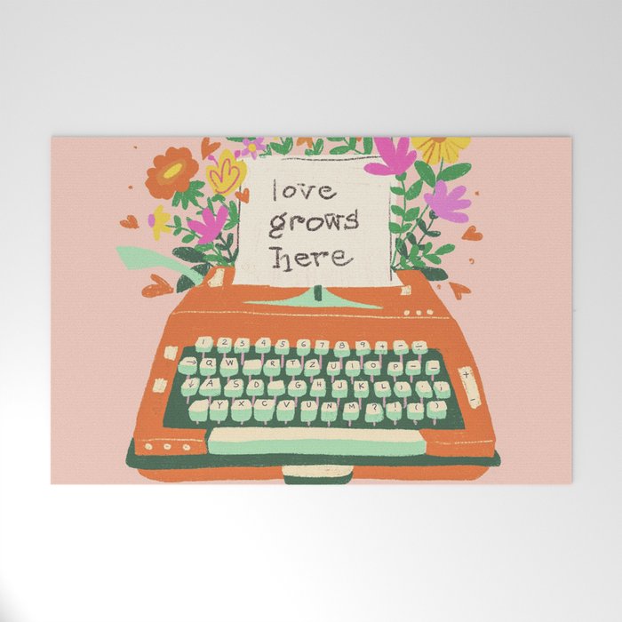 Floral typewriter Welcome Mat Gallery Image 1