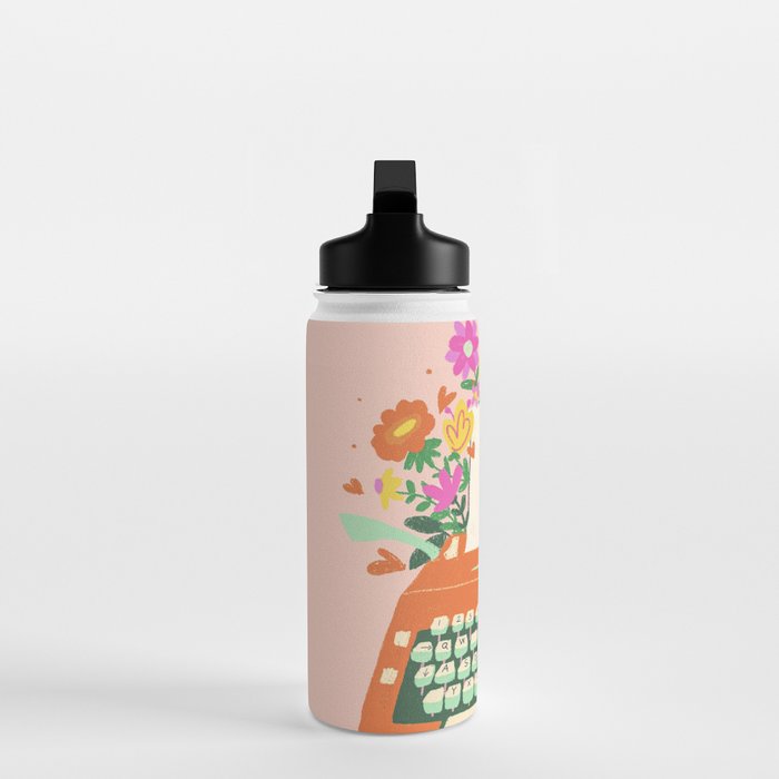 Floral typewriter Water Bottle Gallery Image 3