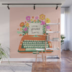 Floral typewriter Wall Mural Gallery Image 1