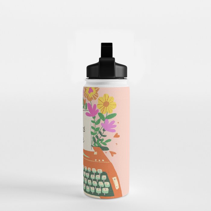 Floral typewriter Water Bottle Gallery Image 2