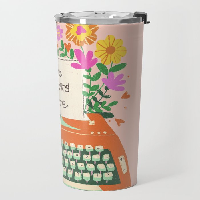 Floral typewriter Travel Mug Gallery Image 2