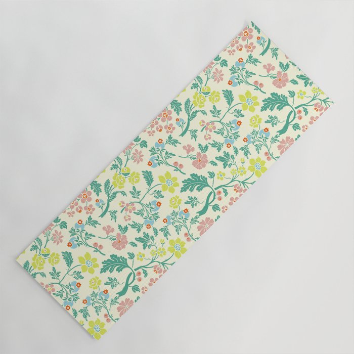 Classic Chinese-Inspired Pastel Floral Pattern Yoga Mat Gallery Image 1