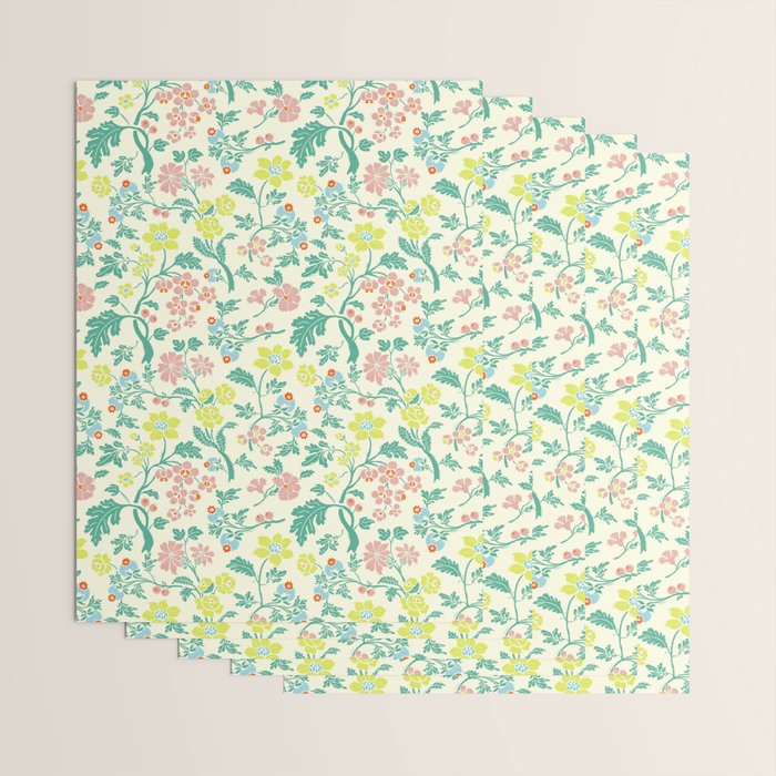 Classic Chinese-Inspired Pastel Floral Pattern Wrapping Paper Gallery Image 3