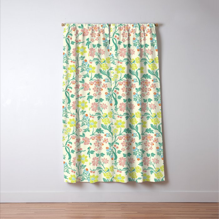 Classic Chinese-Inspired Pastel Floral Pattern Window Curtain Gallery Image 3