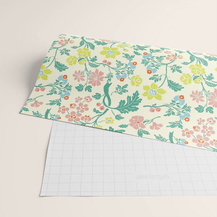 Classic Chinese-Inspired Pastel Floral Pattern Wrapping Paper Gallery Image 2