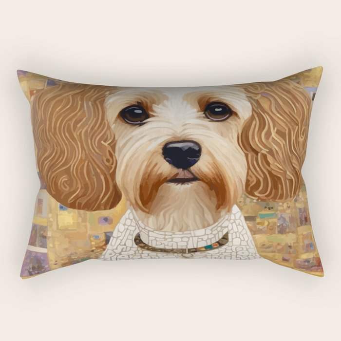 Klimt Dog with Colorful Geometric Background  Rectangular Pillow Gallery Image 1
