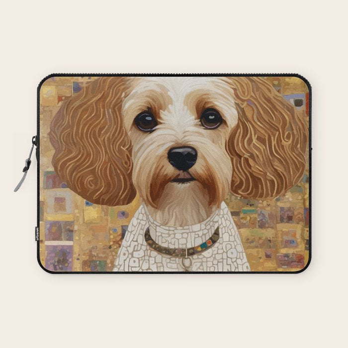 Klimt Dog with Colorful Geometric Background  Laptop Sleeve Gallery Image 1