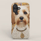 Klimt Dog with Colorful Geometric Background  iPhone Case Gallery Image 1