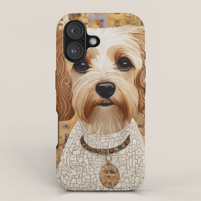Klimt Dog with Colorful Geometric Background  iPhone Case Gallery Image 1