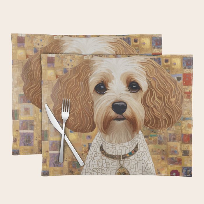Klimt Dog with Colorful Geometric Background  Placemat Gallery Image 1