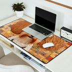 Klimt Dog with Colorful Geometric Background  Desk Mat Gallery Image 2